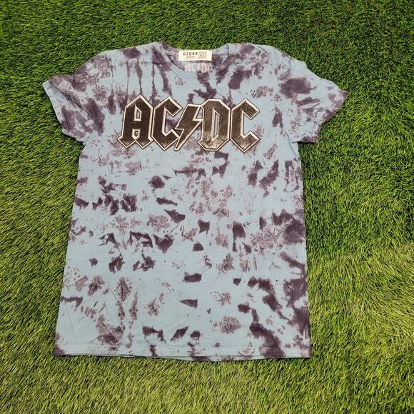 ACDC Lightning Shirt Womens Small 18x25 Blue Black Tie-Dye - Picture 1 of 11